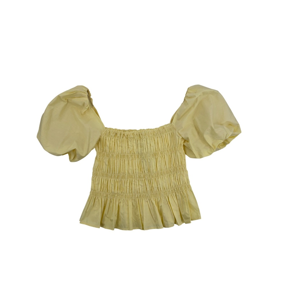 ASTR The Label Lemonade Smocked Top Womens XL Yellow Puff‎ Sleeve AT16687